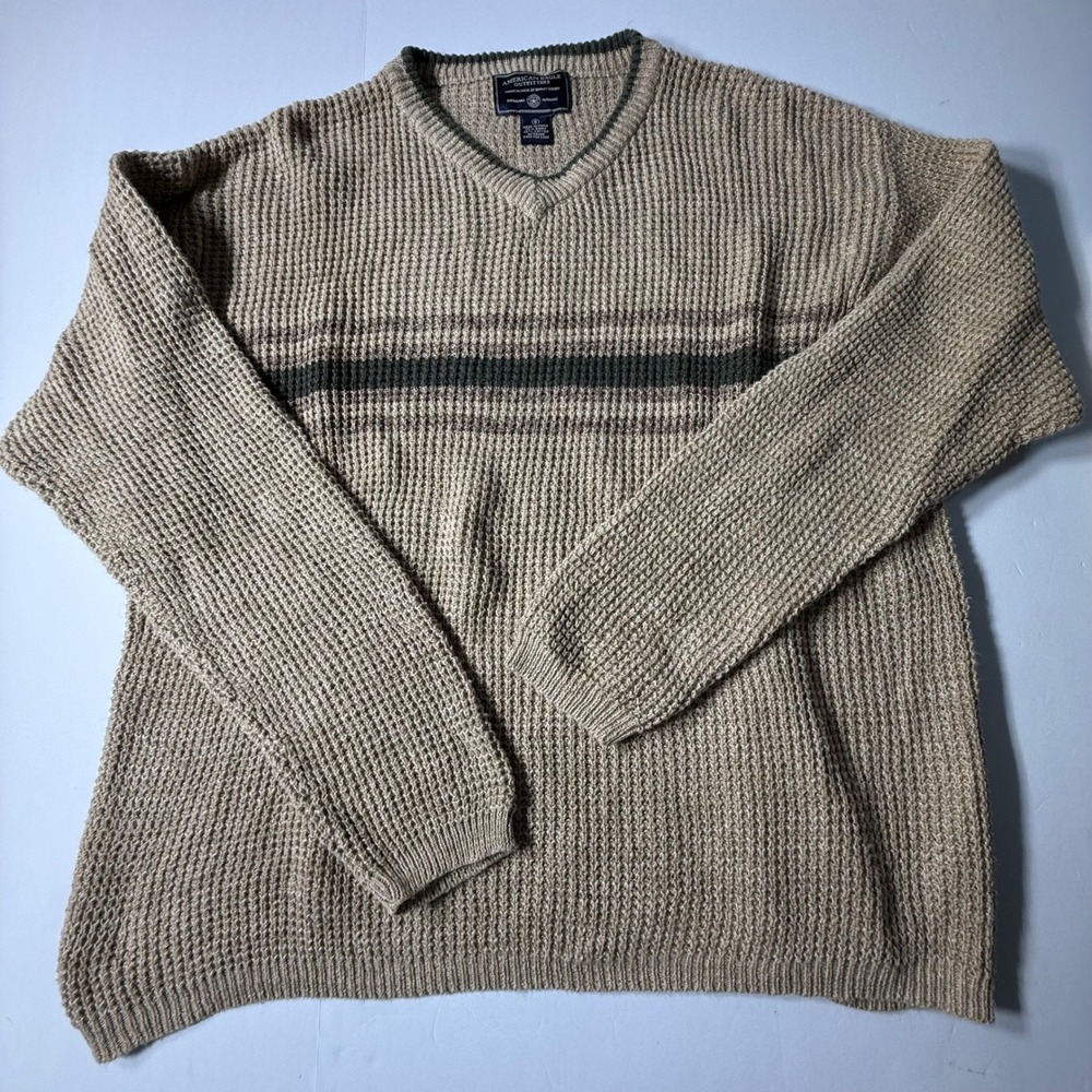 Vintage American Eagle Tan Waffle Knit Sweater size Small